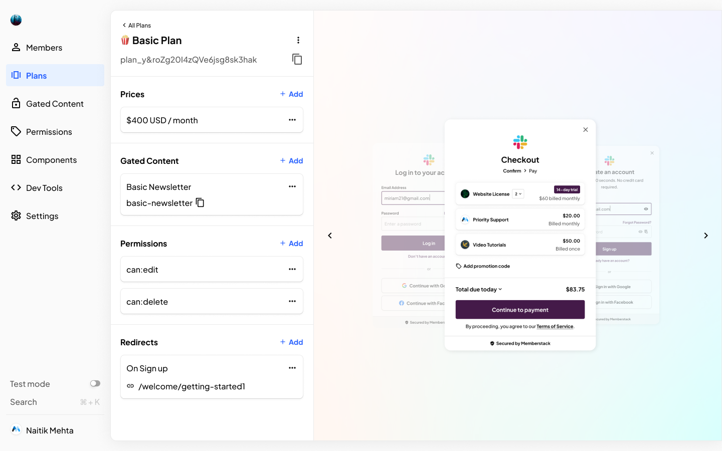 New plans page