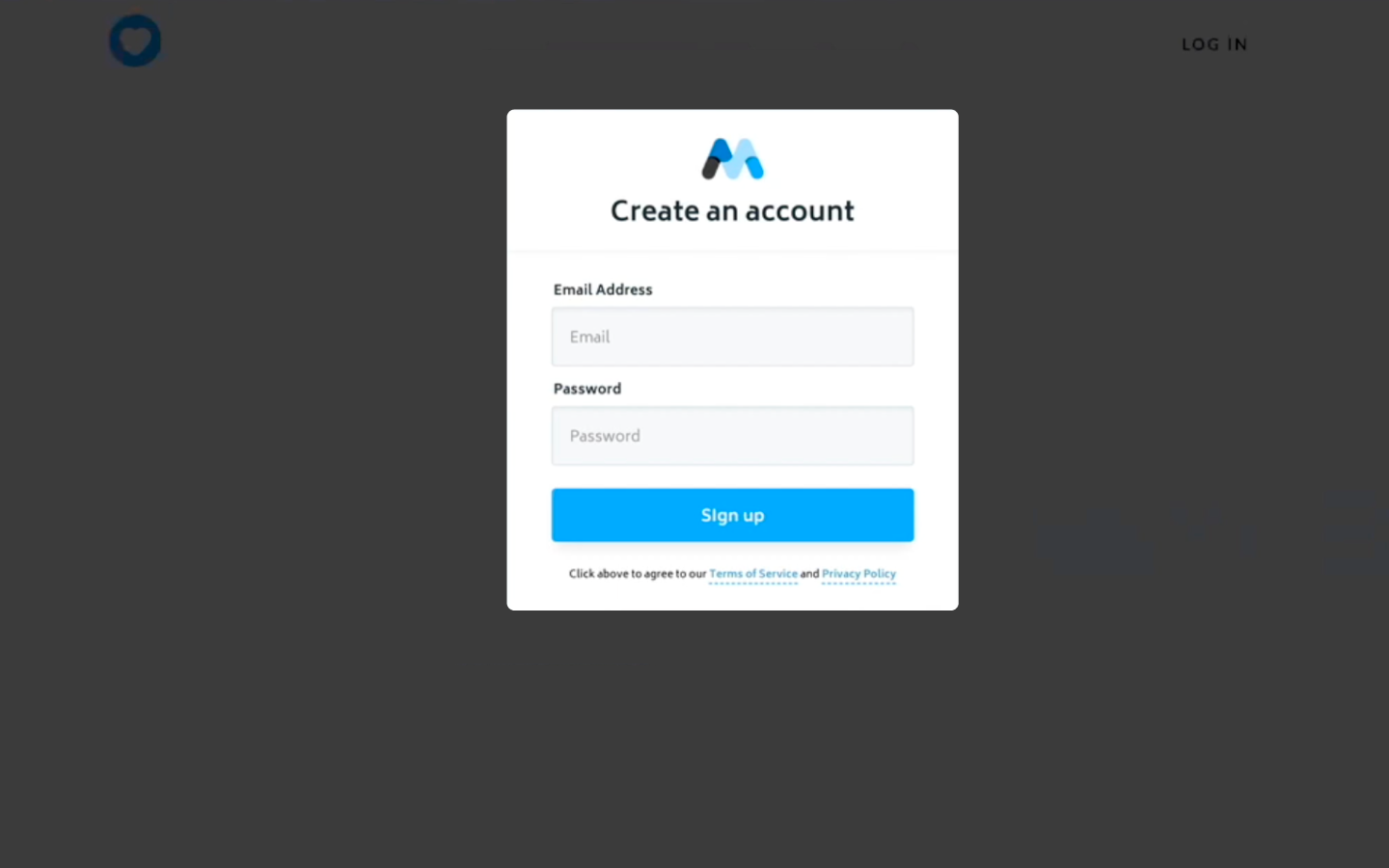 Signup modal 1.0