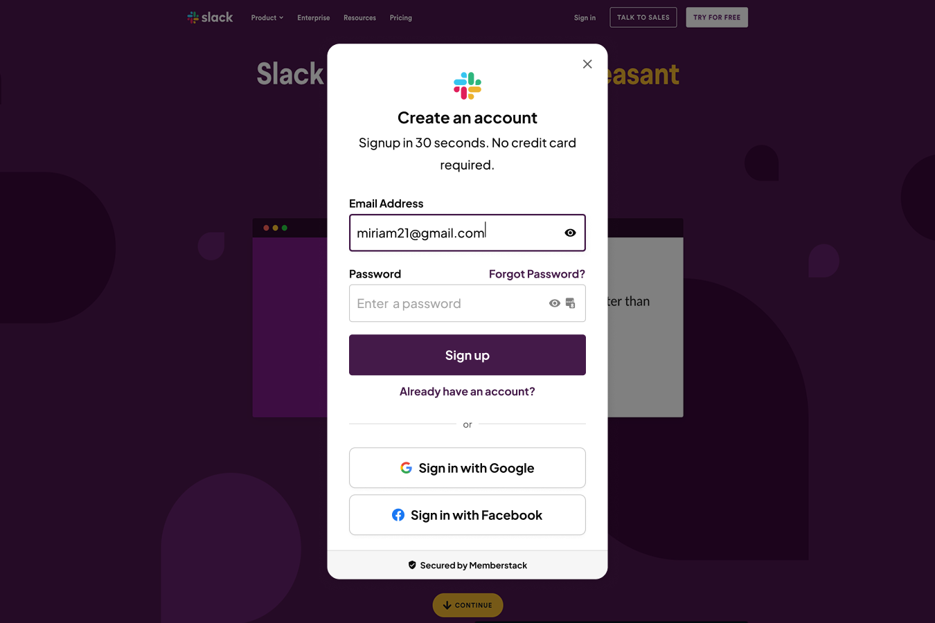 Signup flow mockup 1