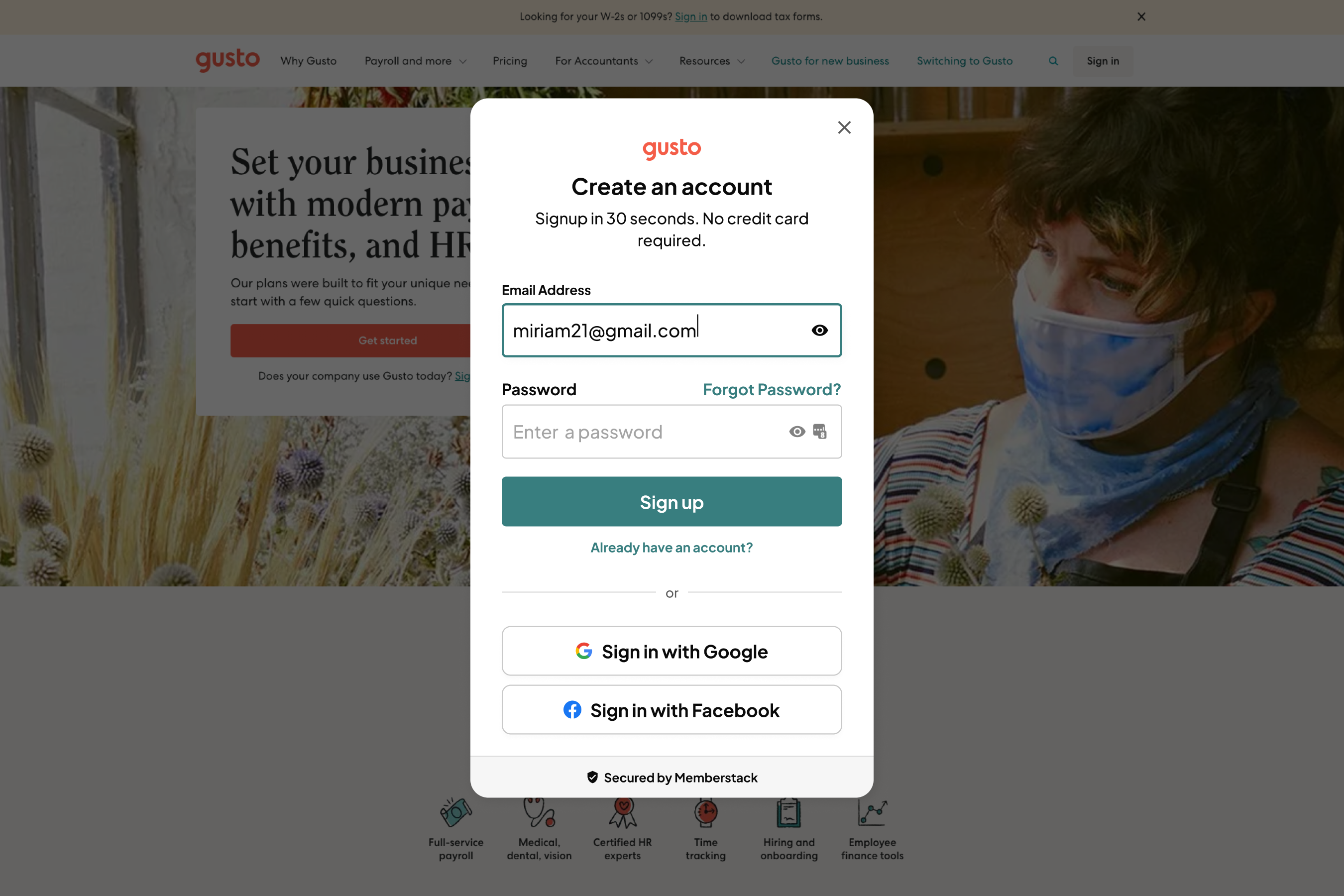 Signup flow mockup 2