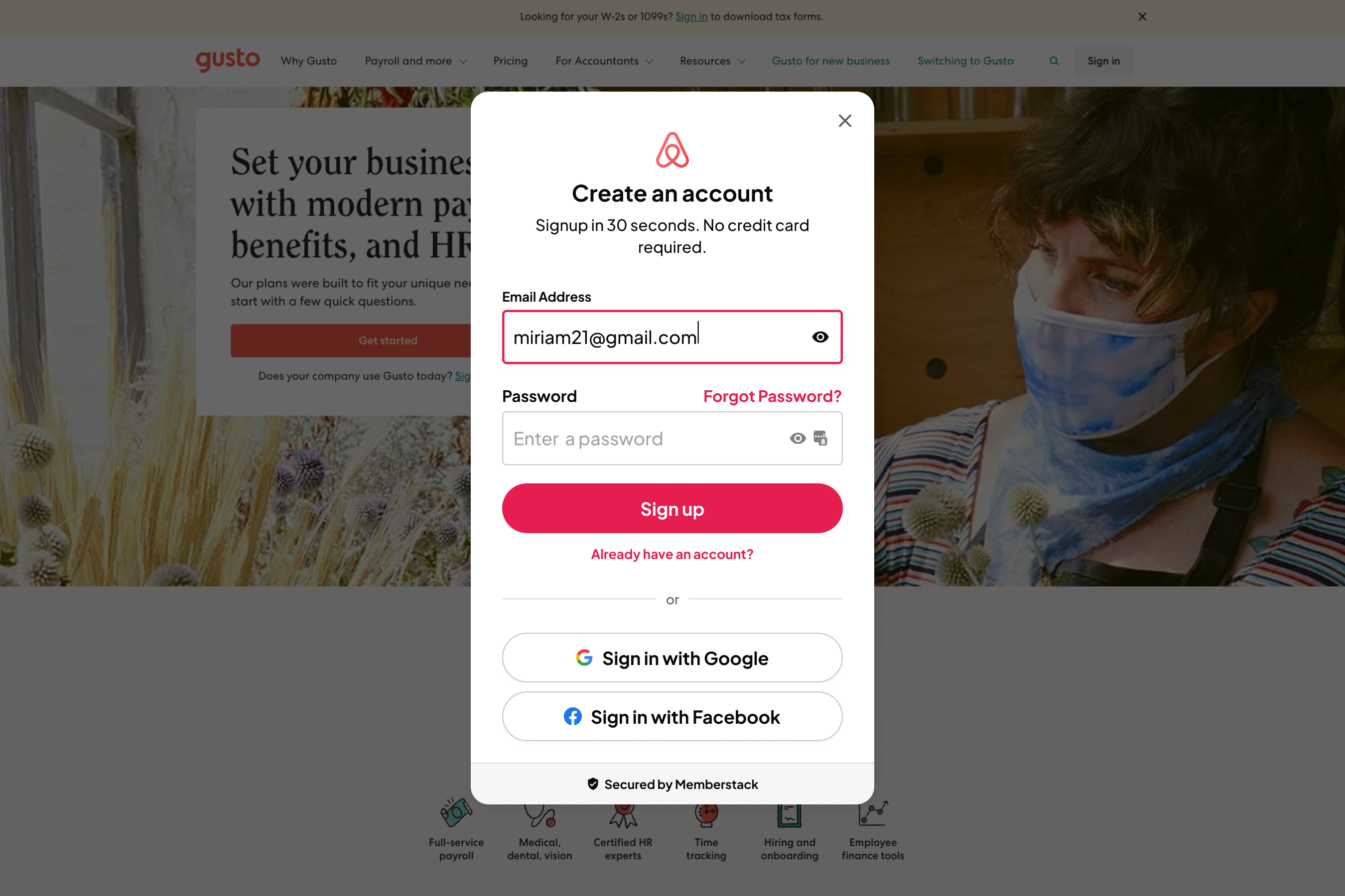 Signup flow mockup 3