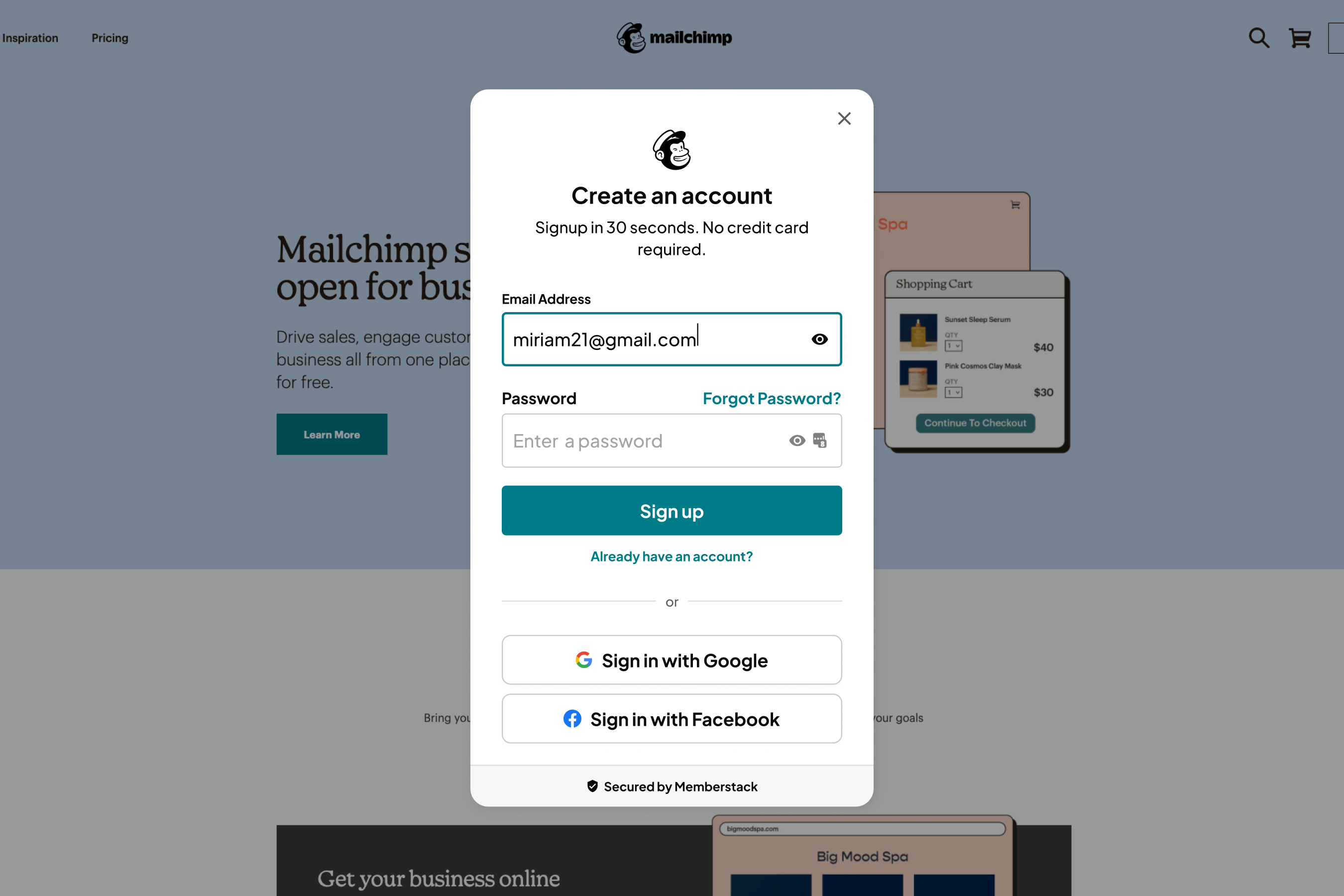 Signup flow mockup 4